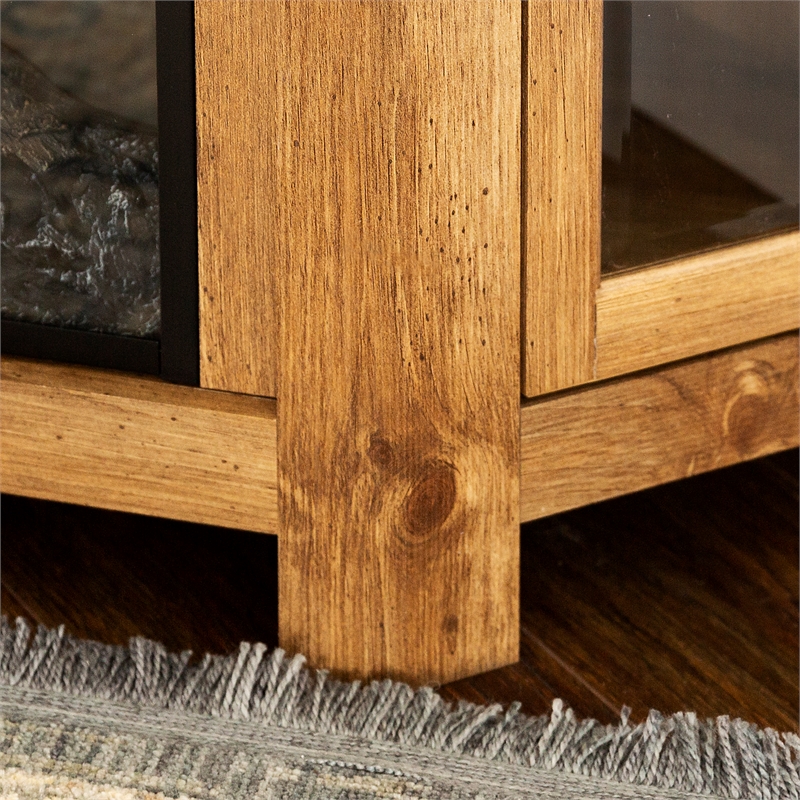 48" Wood Corner Fireplace TV Stand Barnwood Brown