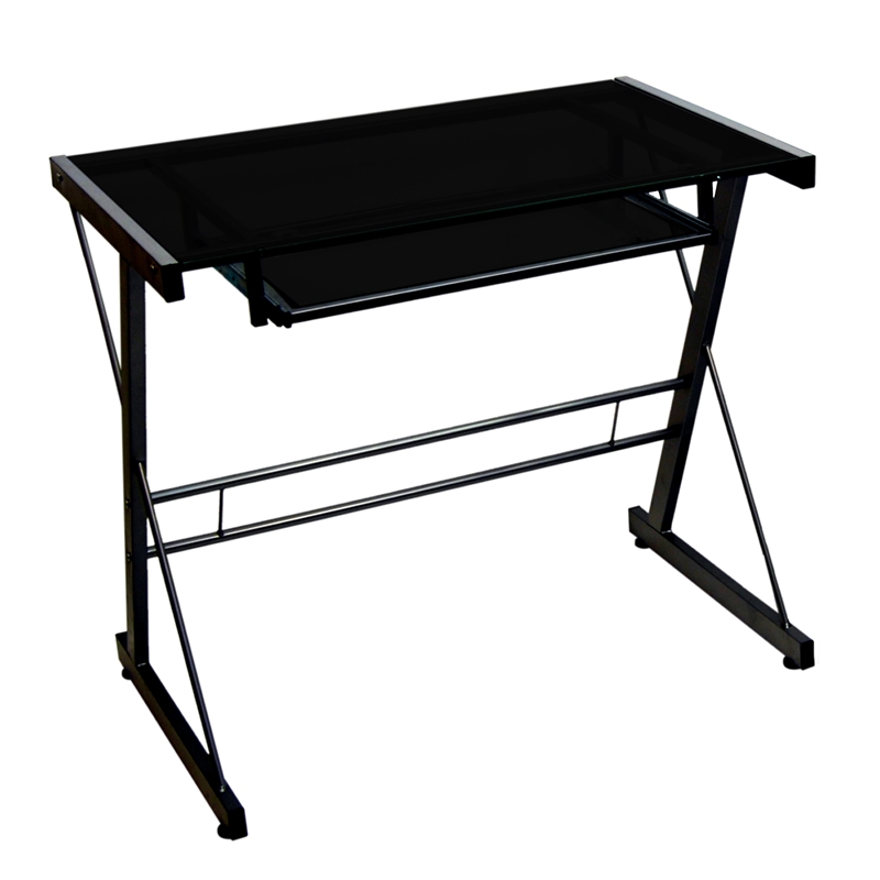 Small Solo Glass Top Computer Desk In Black