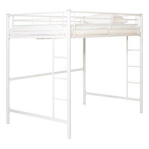 walker edison full metal loft bed in white