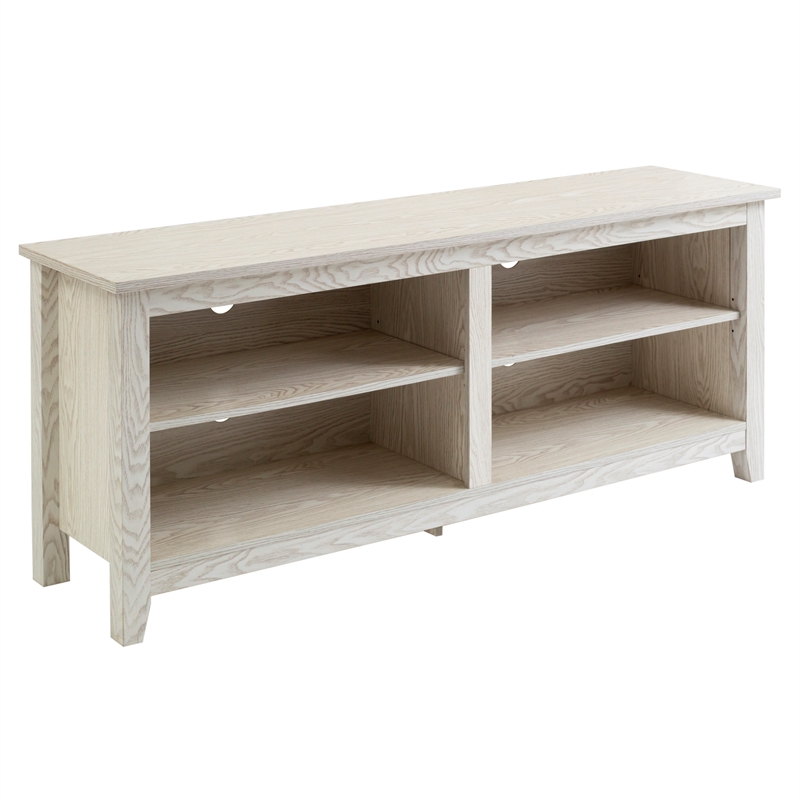 58" Simple TV Stand in White Wash W58CSPWW