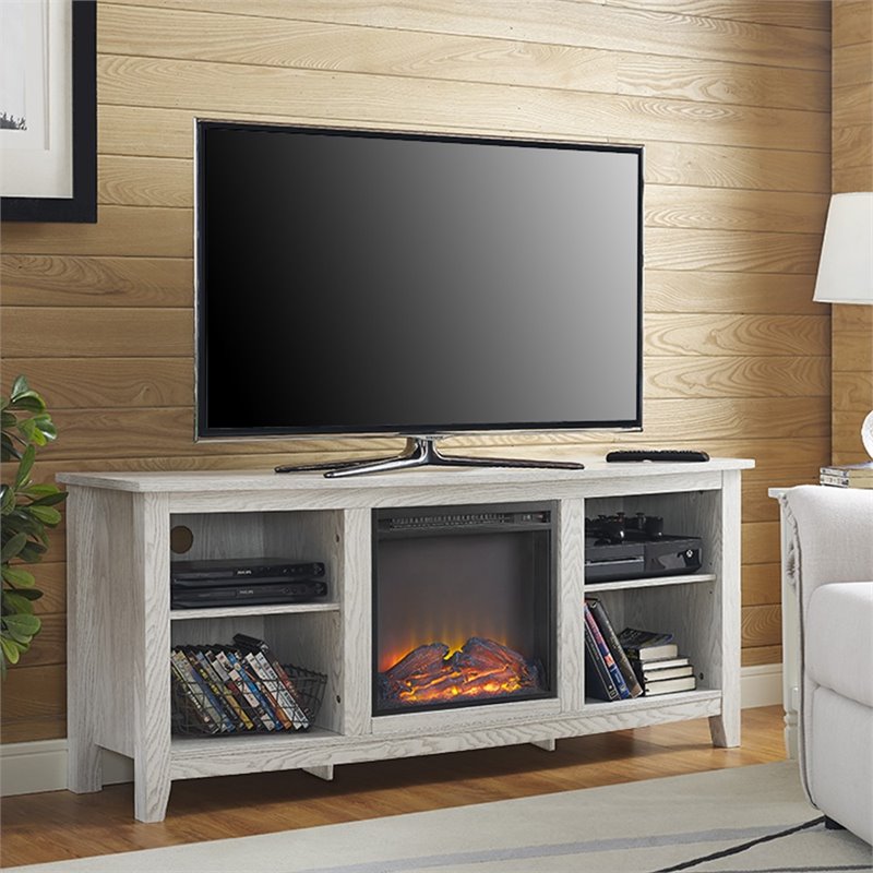 Walker Edison 58 Fireplace Tv Stand In White