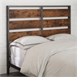Industrial Queen Size Metal and Wood Plank Bed - Brown