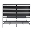 Industrial Queen Size Metal and Wood Plank Bed - Brown