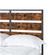 Industrial Queen Size Metal and Wood Plank Bed - Brown