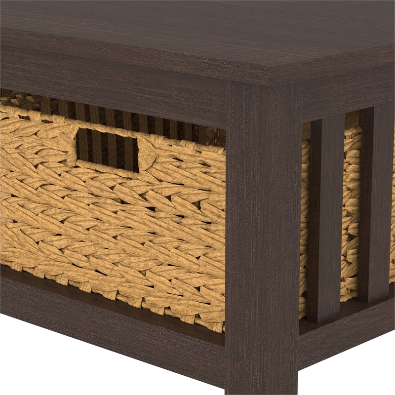 Mission Storage Wood Coffee Table with Baskets - Espresso
