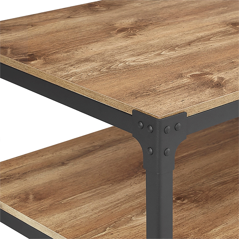 Angle Iron Rustic Engineered Wood Coffee Table - Barnwood