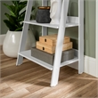 Walker Edison 4 Shelf Transitional Wood Ladder Bookcase in White