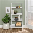 Walker Edison 4 Shelf Transitional Wood Ladder Bookcase in White