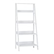 Walker Edison 4 Shelf Transitional Wood Ladder Bookcase in White