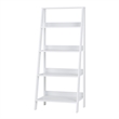 Walker Edison 4 Shelf Transitional Wood Ladder Bookcase in White
