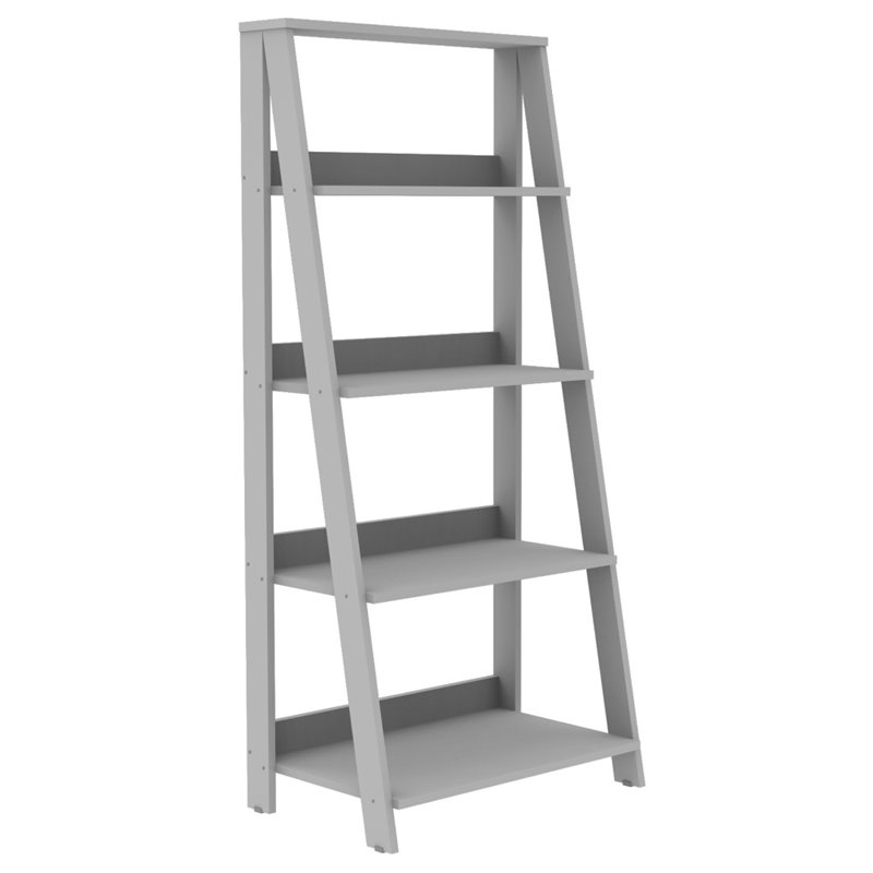 4 Shelf Ladder Bookcase In Gray Bs55ldgy