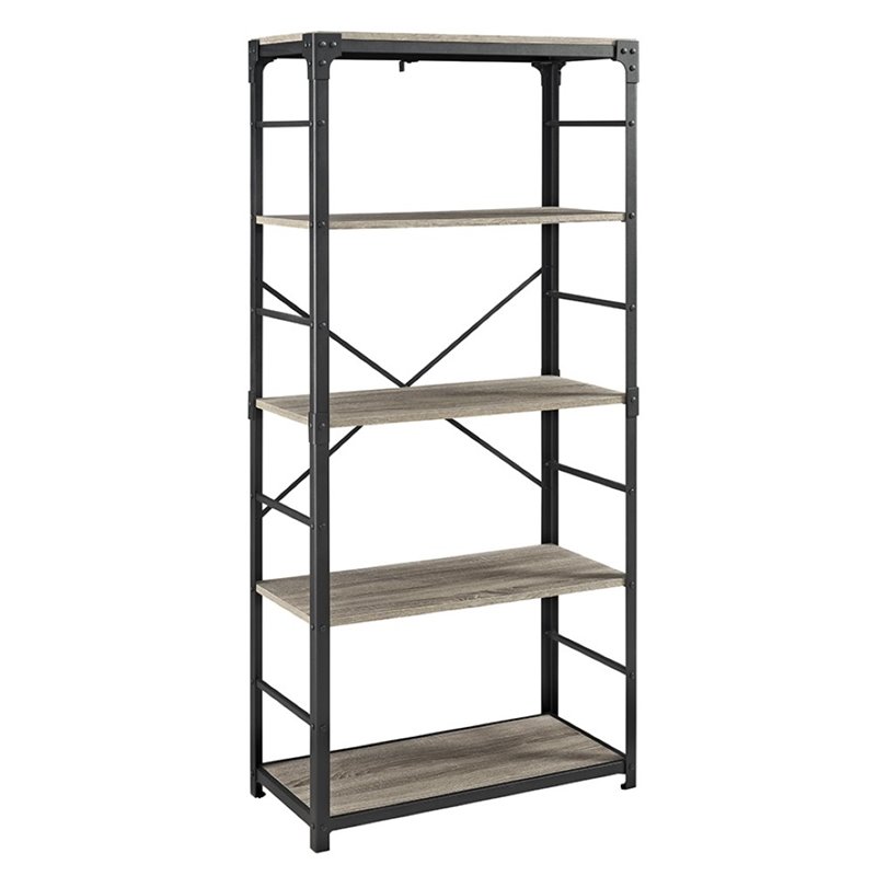 Walker Edison 4 Shelf Bookcase in Driftwood Cymax Business