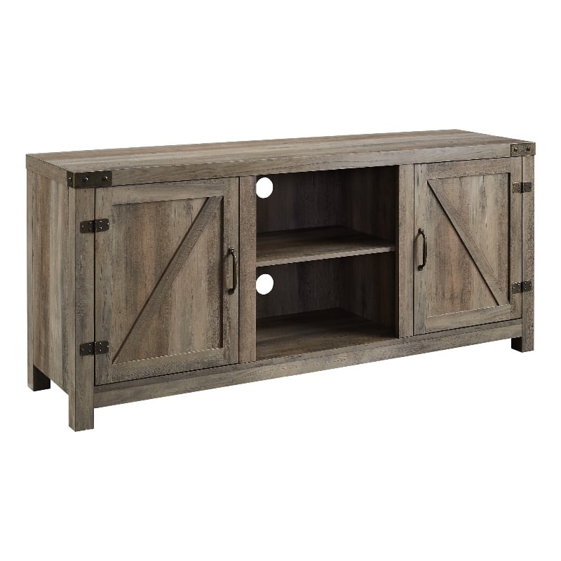 Walker Edison 32 Rustic Farmhouse TV Stand - Solid White/Grey Wash