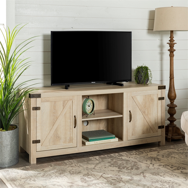 58" Farmhouse TV Stand in White Oak Cymax Business