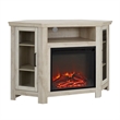 48 inch Wood Corner Fireplace Media TV Stand in White Oak