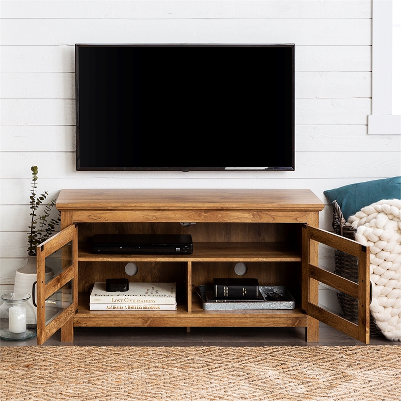44" Wood TV Media Stand Storage Console Barnwood Cymax Business