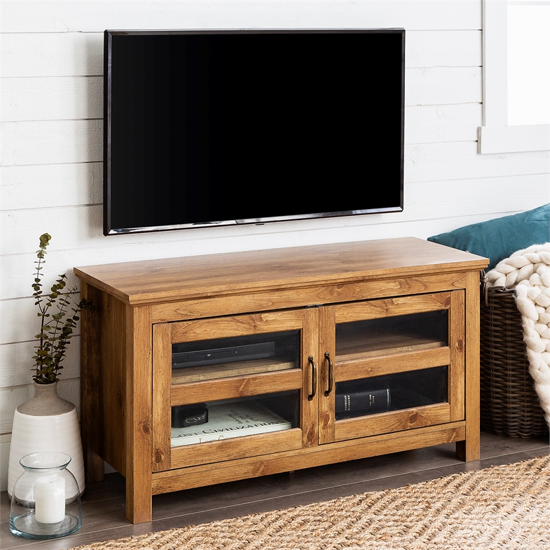 44" Wood TV Media Stand Storage Console Barnwood Cymax Business