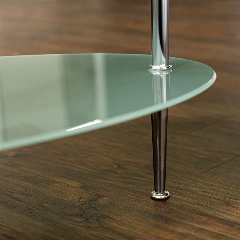38" Glass Oval MultiLayer Coffee Table with chrome legs Cymax Business
