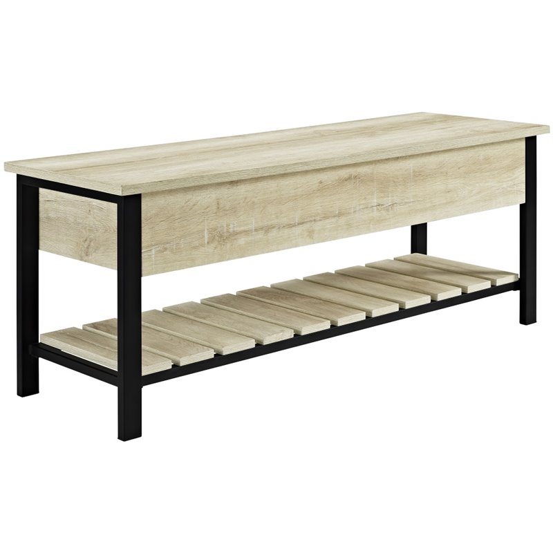 48 Open Top Storage Bench With Shoe Shelf In White Oak B48pcsbwo 48