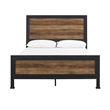 Queen Industrial Wood and Metal Panel Bed in Reclaimed Barnwood