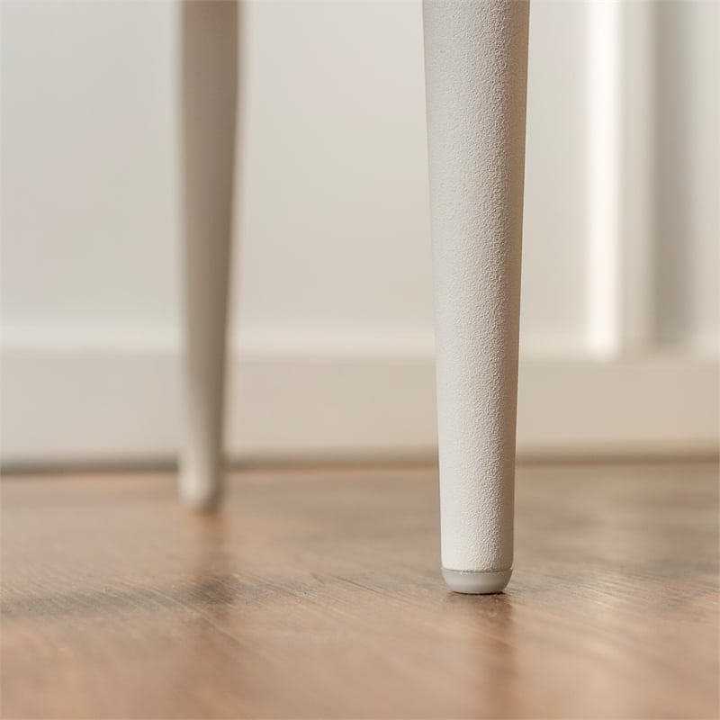 Modern Side Table with Metal Handles - White