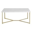 Walker Edison Rectangle Modern Faux Marble and Metal Coffee Table in White/Gold