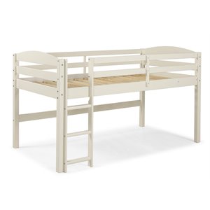 walker edison transitional solid wood low loft twin bed in white