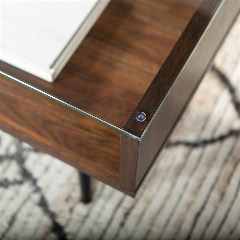 Wood And Glass Coffee Table In Dark Walnut Af42jmgldw - Walker Edison Modern Wood And Glass Coffee Table With Drawer Dark Walnut Wood And Glass Coffee Table In Dark Walnut Af42jmgldw - Walker Edison Modern Wood And Glass Coffee Table With Drawer Dark Walnut