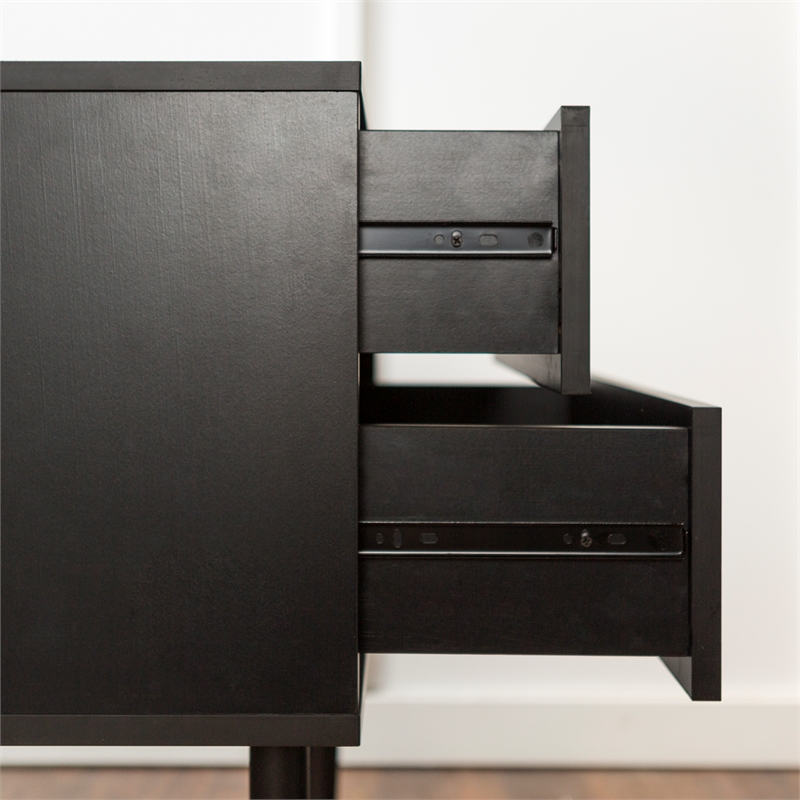 Modern Side Table with gold metal handles - Black