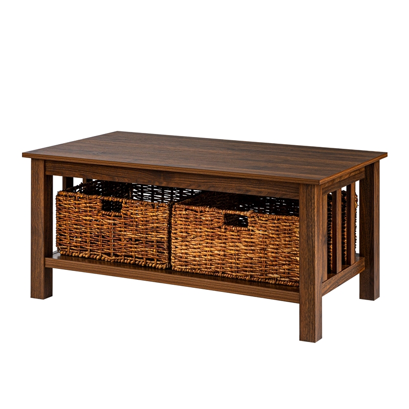 40 Wood Storage Coffee Table With, Dark Wood Storage Coffee Table
