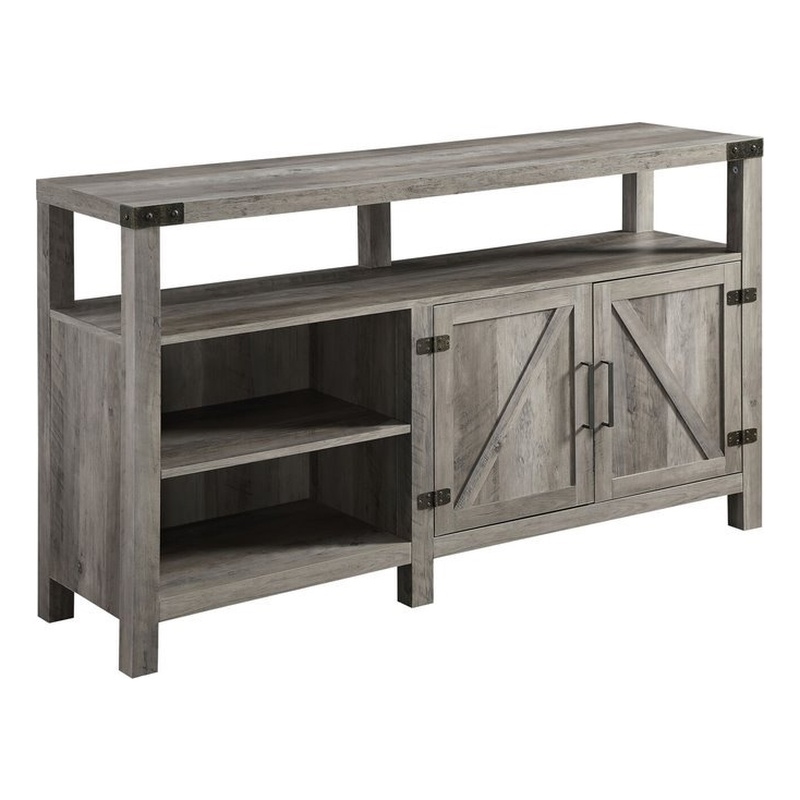 58" Barndoor Highboy TV Stand Console Grey Wash Cymax Business