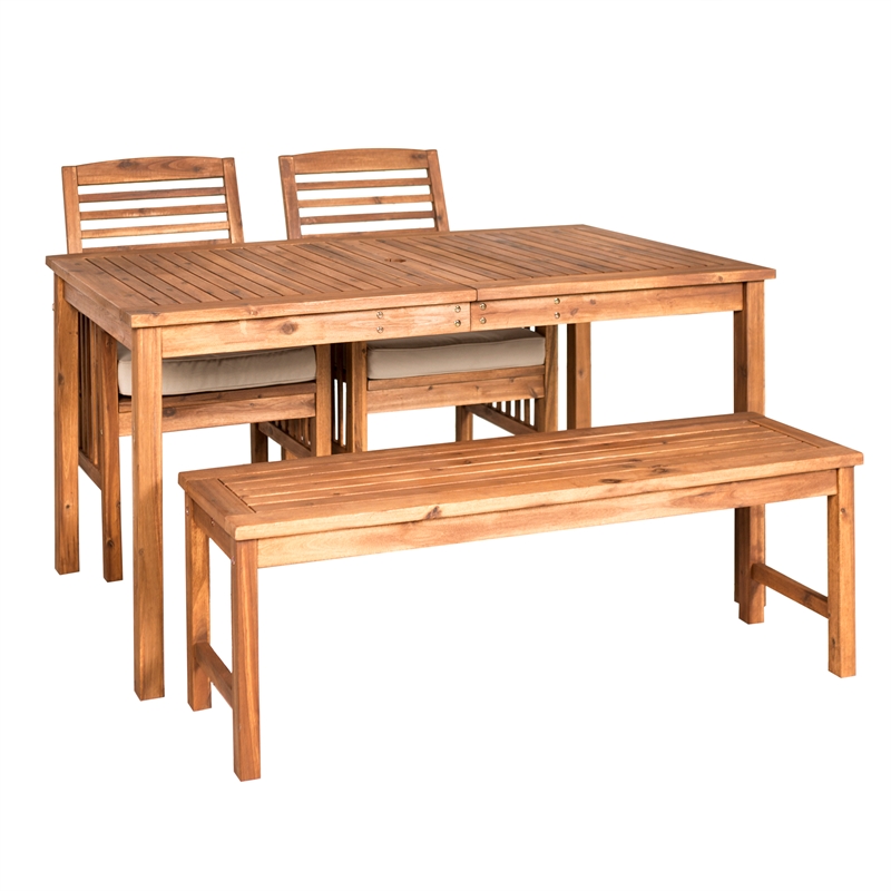 Acacia Wood Simple Patio 4-Piece Dining Set
