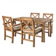 Acacia Wood Simple Patio 5-Piece Dining Set with x-shaped back - Brown