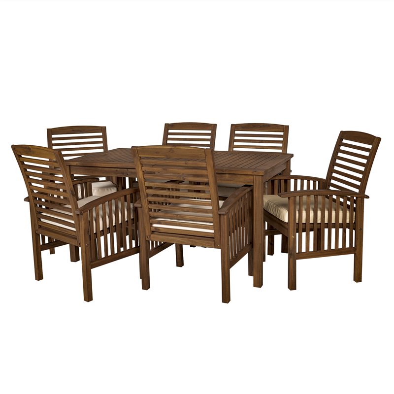 Acacia Wood Simple Patio 7Piece Dining Set Dark Brown Cymax Business