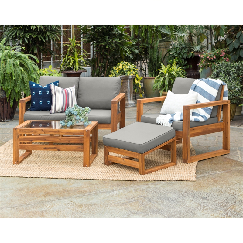 Hudson Open Side 4 Piece Outdoor Patio Chat Set Owhud4cg