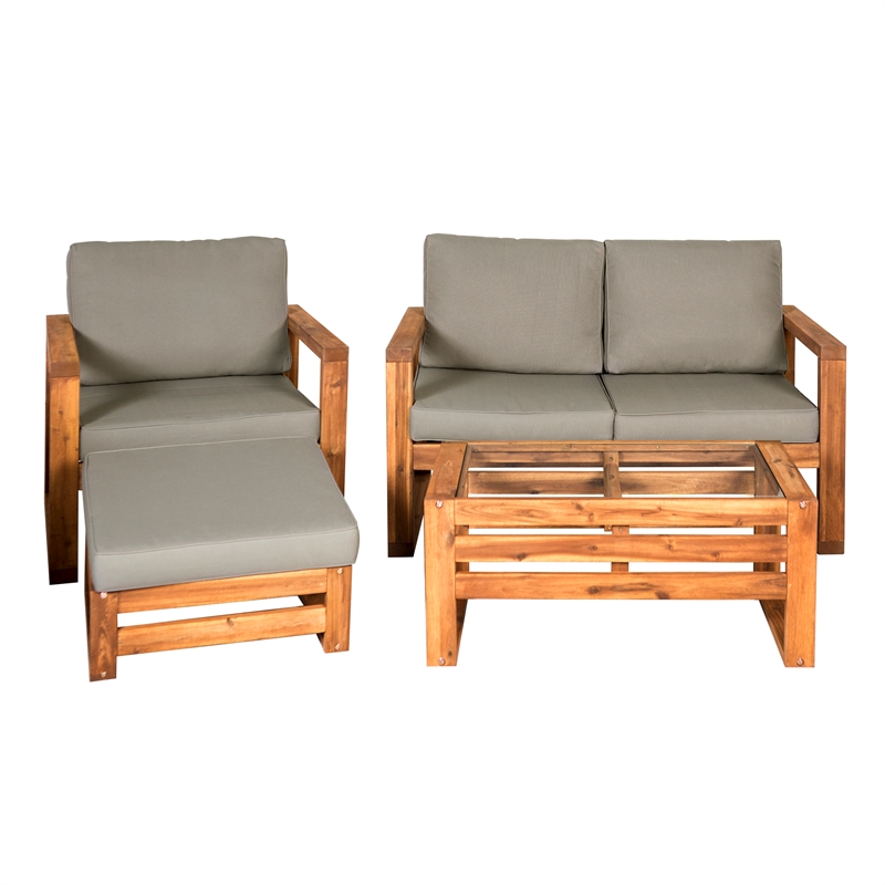 Hudson Open Side 4 Piece Outdoor Patio Chat Set Owhud4cg