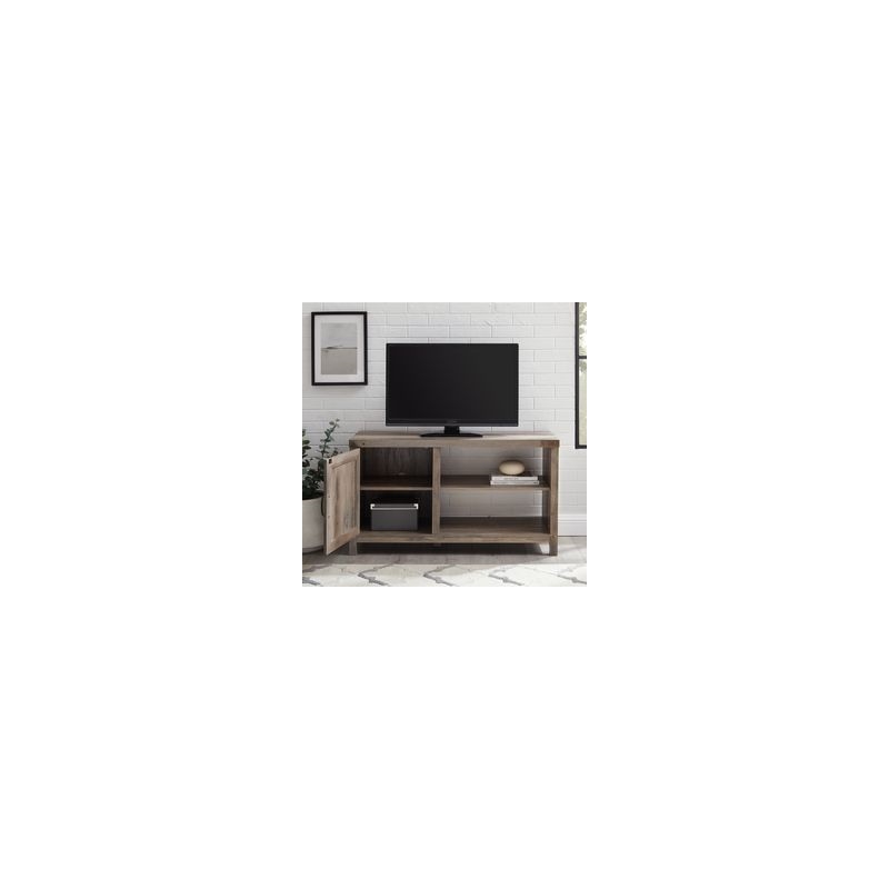 44 inch Rustic Farmhouse Barn Door TV Stand - Grey Wash