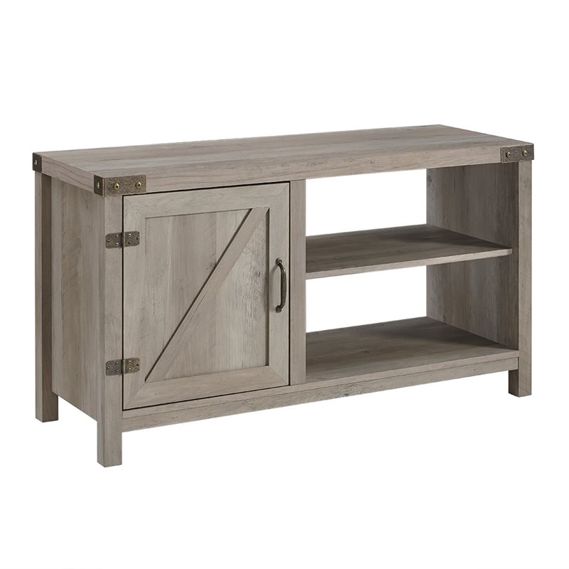44 Inch Rustic Farmhouse Barn Door Tv Stand Grey Wash W44bd1dgw
