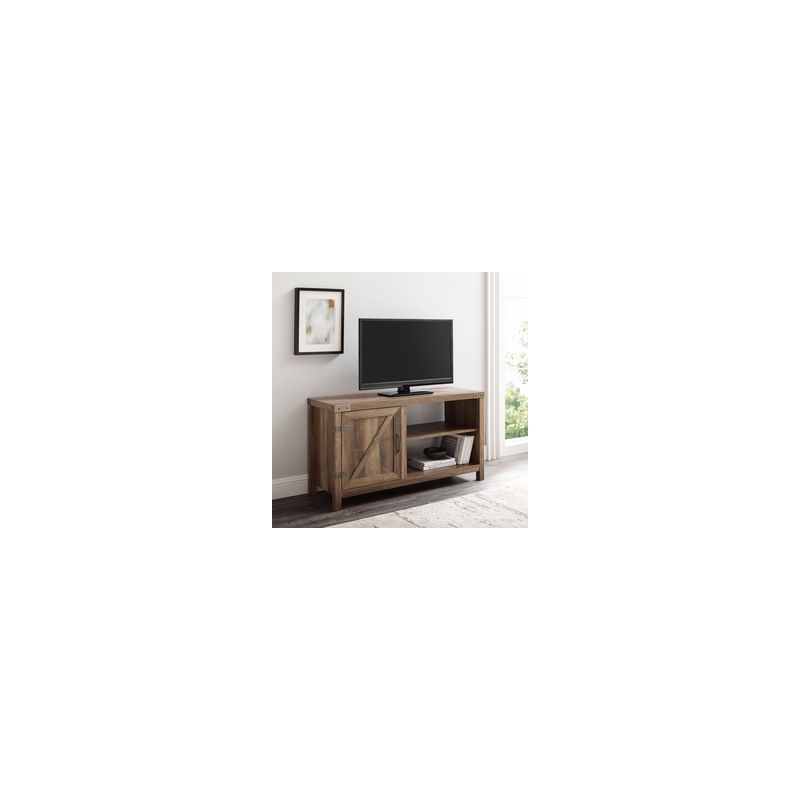44 inch Rustic Farmhouse Barn Door TV Stand - Reclaimed Barnwood