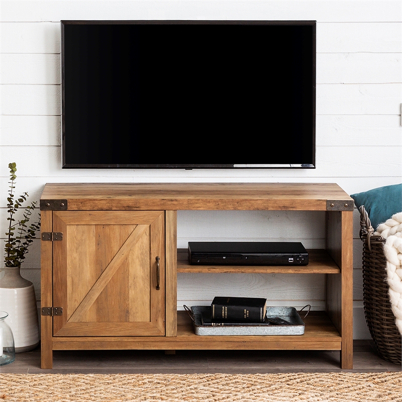 44 inch Rustic Farmhouse Barn Door TV Stand - Reclaimed Barnwood