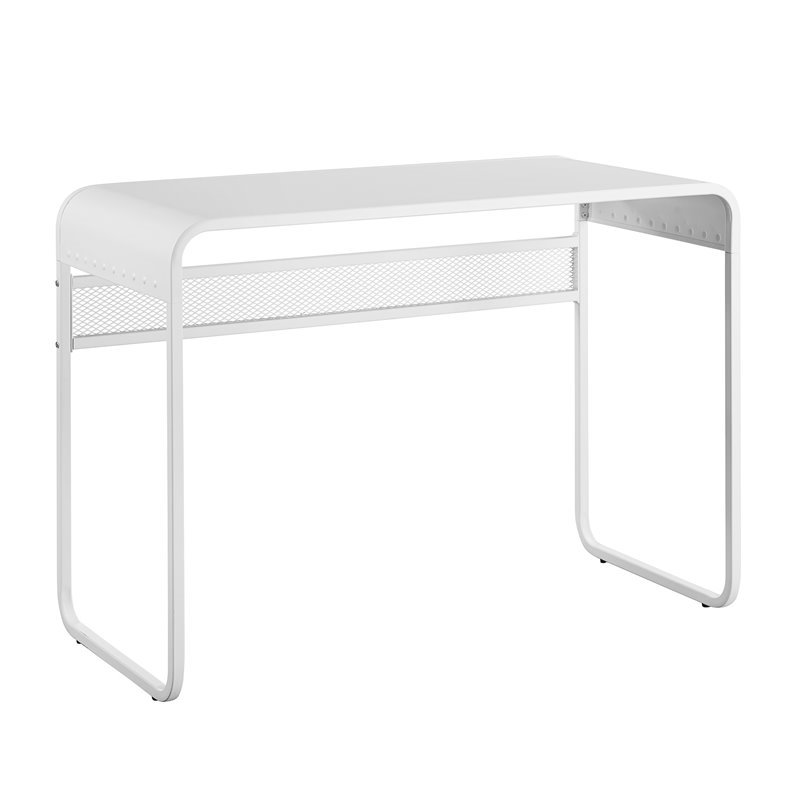42 Curved Metal Desk In Matte White Dm42curwh