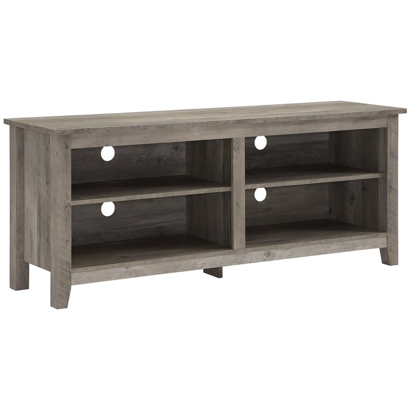 58 Inch Wood Tv Media Stand Storage Console In Grey Wash 58 Inch Wood Tv Media Stand Storage Console In Grey Wash