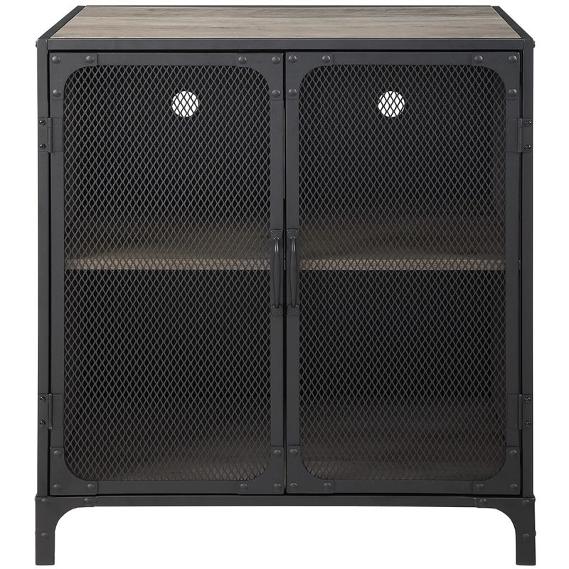 30 Inch Industrial Grey Wash Accent Cabinet With Mesh Af30soicgw