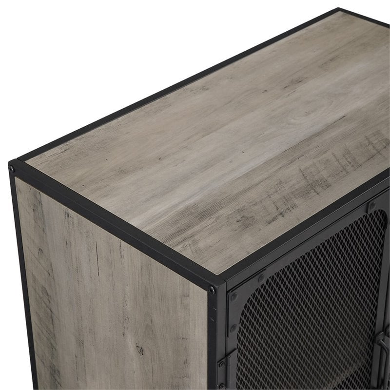 30 Inch Industrial Grey Wash Accent Cabinet With Mesh Af30soicgw