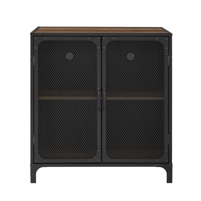 30 inch Industrial Reclaimed Barnwood Accent Cabinet with Mesh
