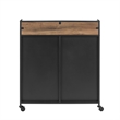 33 inch Industrial Black and Rustic Oak Metal and Wood Bar Cabinet with Mesh