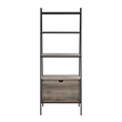 72-inch Grey Wash Wood and Metal Ladder Storage Shelf