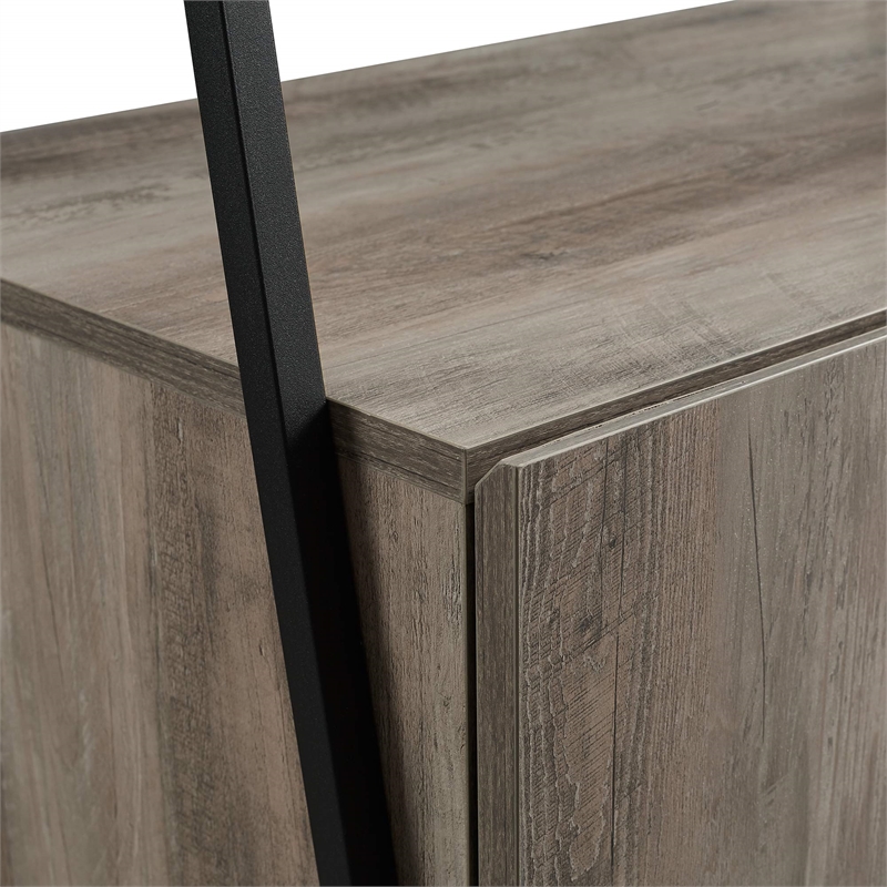 72-inch Grey Wash Wood and Metal Ladder Storage Shelf