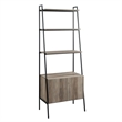72-inch Grey Wash Wood and Metal Ladder Storage Shelf