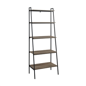 72 inch metal and grey wash wood ladder shelf